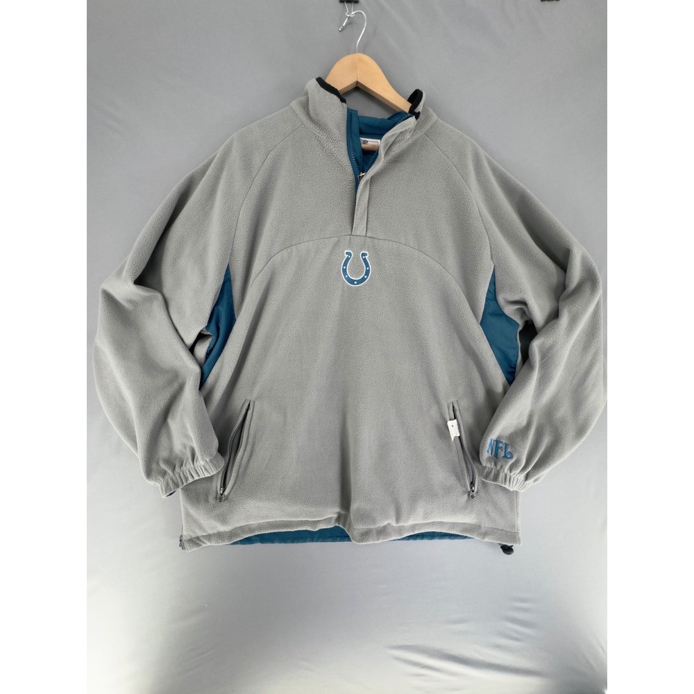 NFL Indianapolis Colts Reversible Fleece Windbreaker Quarter Zip Grey blue L